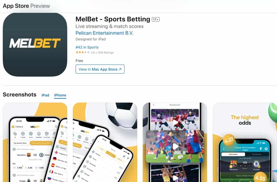 Скачать приложение Мелбет на iOS